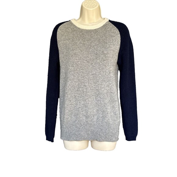 Ann Mashburn Size S Cashmere Sweater Womens  Blue Gray Cream Crew Neck Pullover - Picture 10 of 10